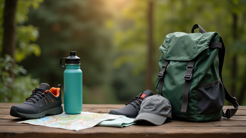 Budget-friendly hiking gear laid out showing affordable alternatives and essentials for beginner hikers