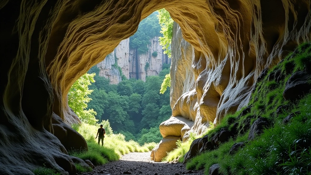 Moravian Karst limestone formations and rock faces