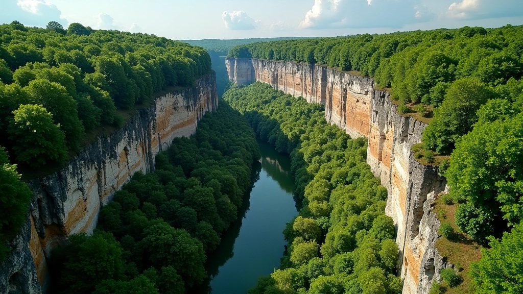 Scenic vista of Moravian Karst landscape from elevated viewpoint showing multiple canyons