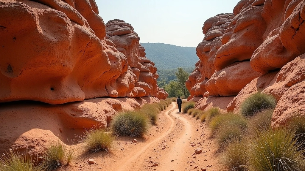 Czech sandstone rock formations and hiking trail